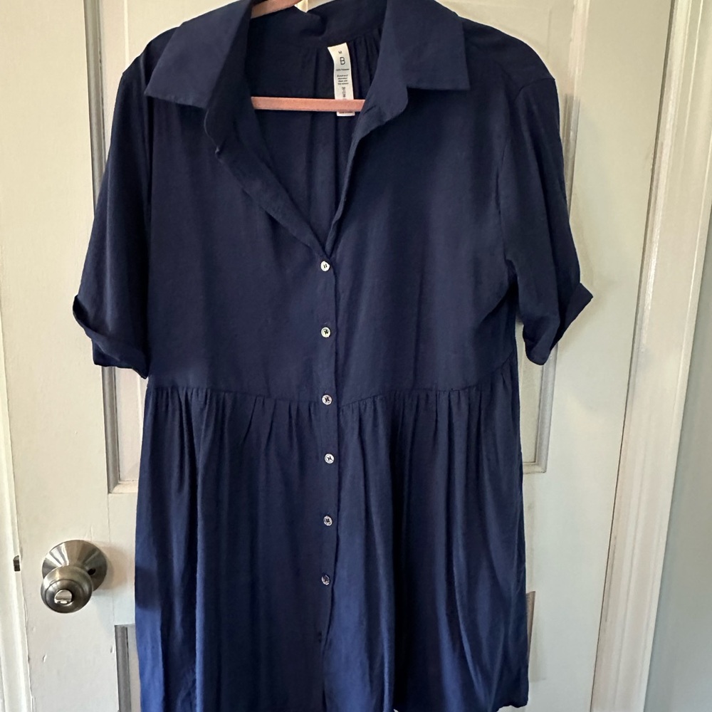 Navy Button-Up Dress